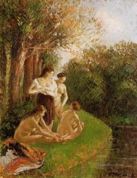 ヌード Painting - 海水浴者 2 1895 カミーユ ピサロ 印象派のヌード